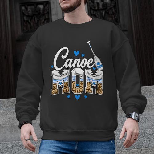 Women's Canoe Mom Leopard Print Paddle River Lake Sport Mother Men Graphic Sweatshirt - Paddle Life