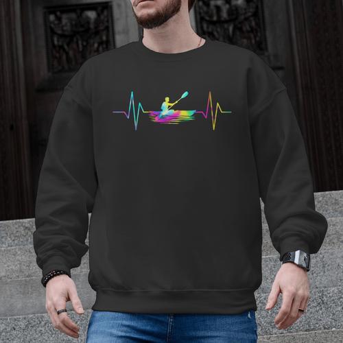 Women's Kayaking Heartbeat Tie Dye Canoe Boating Kayaks Men Graphic Sweatshirt - Paddle Life