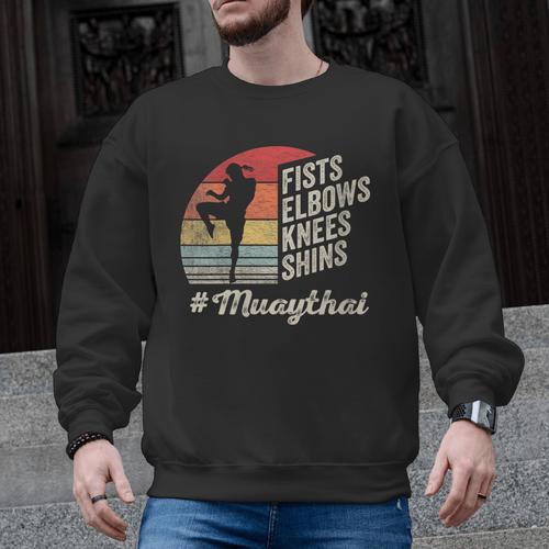 Women's Muay Thai Martial Arts Fighter Retro Vintage Sunset Graphic Men Graphic Sweatshirt - Nak Muay Co.