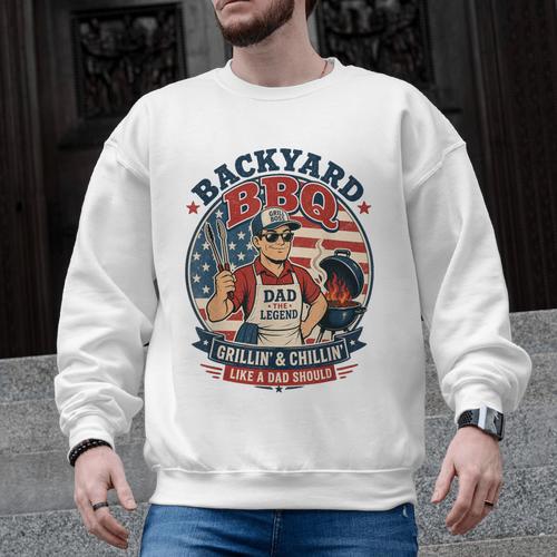 Backyard BBQ Dad Grill Boss Patriotic Fourth Of July Barbecu Men Graphic Sweatshirt - BBQ Dad Merch