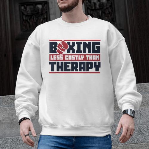 Boxing Less Costly Than Therapy Muay Thai Boxing Men Graphic Sweatshirt - Nak Muay Co.