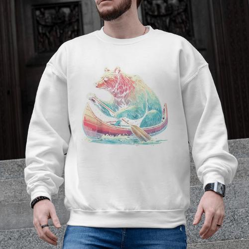 Canoe Bear Canoeing Raglan Baseball Tee Men Graphic Sweatshirt - Paddle Life