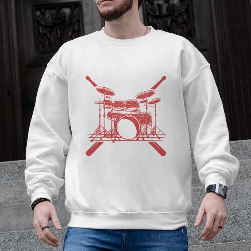 Drum Kit Percussion For Drummer Percussionist Musician Men Graphic Sweatshirt - Downbeat Supply