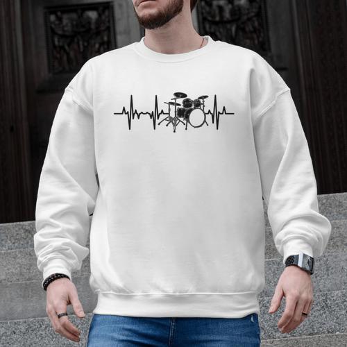 Drum Kit Pulse Line Rock Artist Drum Set Men Graphic Sweatshirt - Downbeat Supply