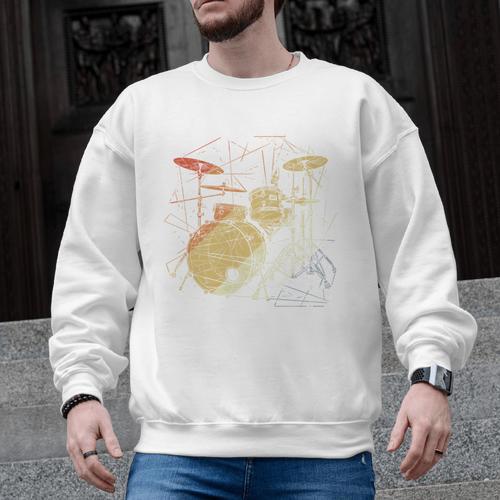 Drum Kit Retrowave Drums Men Graphic Sweatshirt - Downbeat Supply