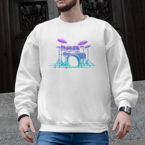 Drum Kit Set Drummer Raglan Baseball Tee Men Graphic Sweatshirt - Downbeat Supply