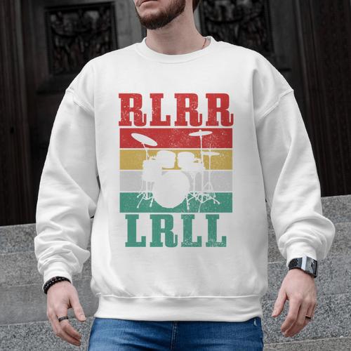 Drummer RLRR LRLL Vintage Drum Kit Sweatshirt Men Graphic Sweatshirt - Downbeat Supply