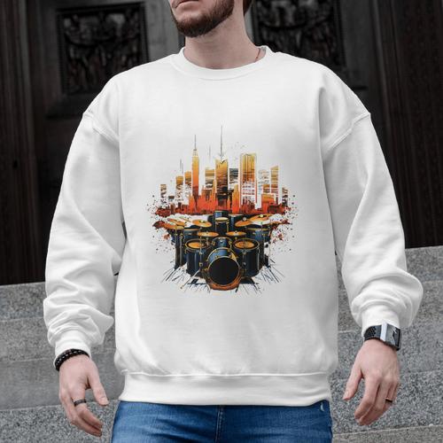 Drumset Drum Kit Music Drummer Drumming Raglan Baseball Tee Men Graphic Sweatshirt - Downbeat Supply