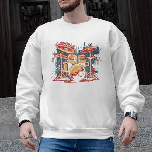 Dynamic Drum Kit For Drummers And Rock Music Lovers Sweatshirt Men Graphic Sweatshirt - Downbeat Supply
