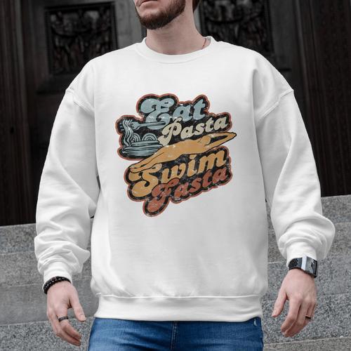 Eat Pasta Swim Fasta Swimmer Vintage Swimming Men Graphic Sweatshirt - SwimGear Co