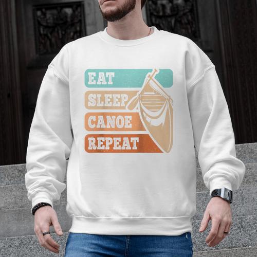 Eat Sleep Canoe Repeat Vintage Canoeing Canoeist Men Boys Raglan Baseball Tee Men Graphic Sweatshirt - Paddle Life