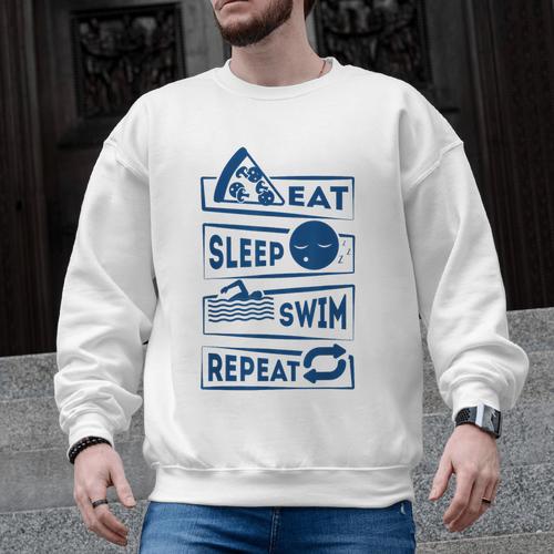 Eat Sleep Swimming Repeat Swimming Men Graphic Sweatshirt - SwimGear Co