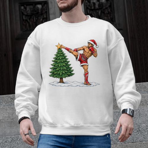 Festive Muay Thai Santa Christmas Men Graphic Sweatshirt - Nak Muay Co.