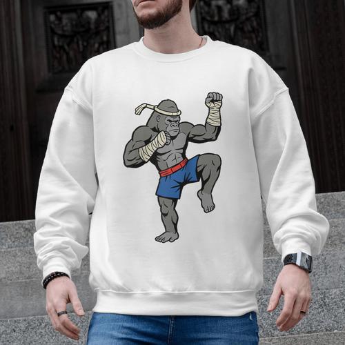 Gorilla Muay Thai Combat Sport Fighter Martial Arts 8 Limbs Raglan Baseball Tee Men Graphic Sweatshirt - Nak Muay Co.