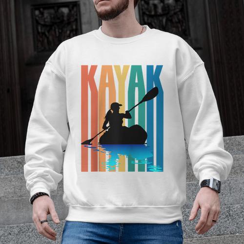 Kayaking Kayak Retro Art Canoe Raglan Baseball Tee Men Graphic Sweatshirt - Paddle Life