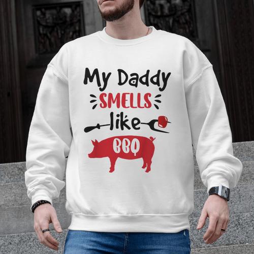 Kids My Daddy Smells Like BBQ Grilling Dad BBQ Dad Master Grill Men Graphic Sweatshirt - BBQ Dad Merch