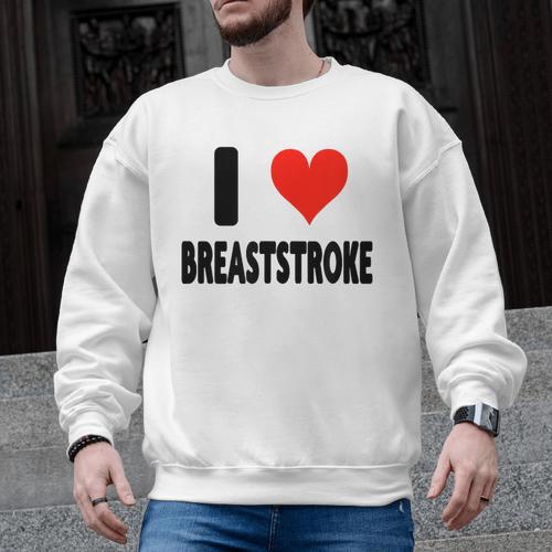 I Love Breaststroke Heart Swim Swimmer Pool Swimming Men Graphic Sweatshirt - SwimGear Co