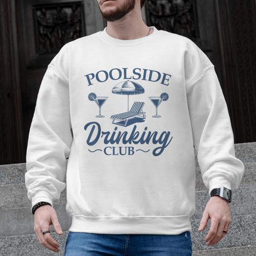 Pool Adult Poolside Drinking Club Summer Swimming Pool Party Men Graphic Sweatshirt - SwimGear Co