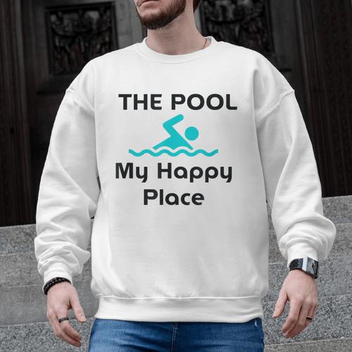 The Pool Is My Happy Place Swimming Quote Men Graphic Sweatshirt - SwimGear Co