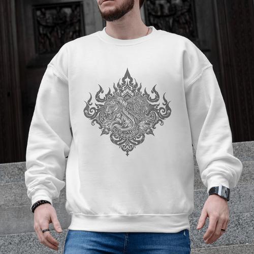 Sak Yant Muay Thai MMA Tattoo Twin Tiger Martial Art Boxing Men Graphic Sweatshirt - Nak Muay Co.