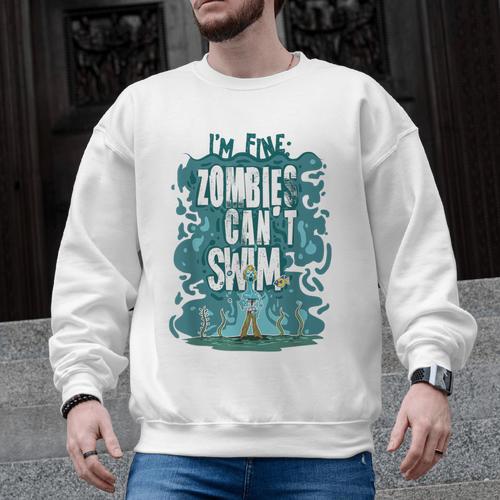 Swimming Quote Zombies Can't Swim For Swimmer Men Graphic Sweatshirt - SwimGear Co