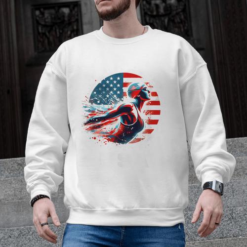 Swimming United States Apparel American Flag Swimming Men Graphic Sweatshirt - SwimGear Co