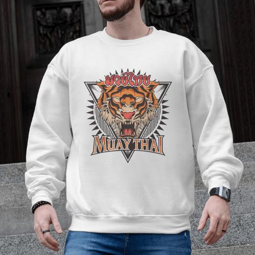 Tigar Muay Thai MMA Vintage Kickboxing Training Men Graphic Sweatshirt - Nak Muay Co.