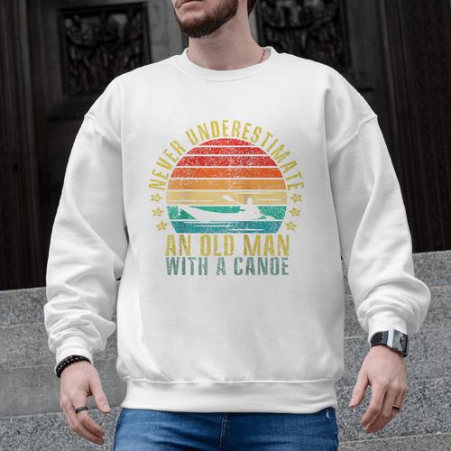 Never Underestimate An Old Man With a Canoe Retro Raglan Baseball Tee Men Graphic Sweatshirt - Paddle Life