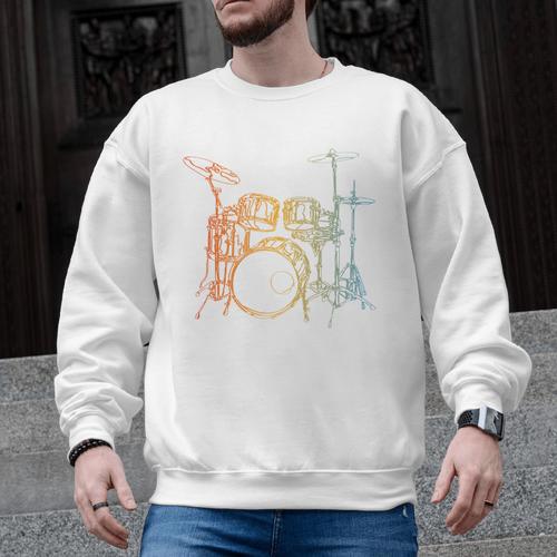 Vintage Drummer Drum Kit Men Graphic Sweatshirt - Downbeat Supply