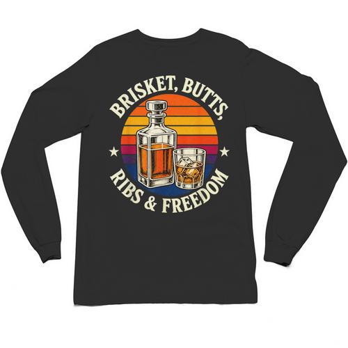 Brisket Butts Ribs And Freedom BBQ Dad Unisex Long Sleeve T-Shirt - BBQ Dad Merch