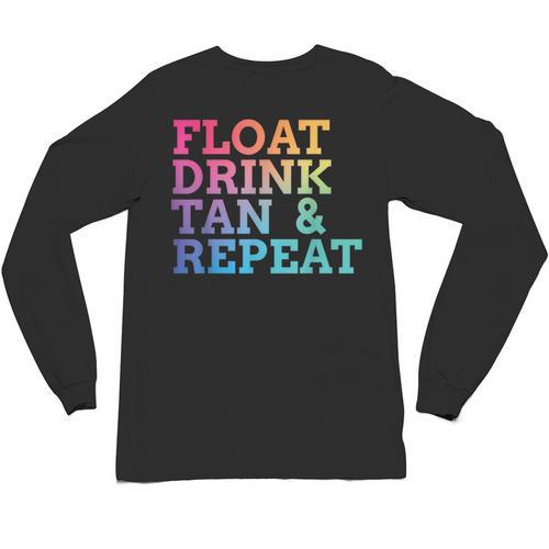 Float Drink Tan Repeat Summer Swimming Beach Pool Vacation Unisex Long Sleeve T-Shirt - SwimGear Co