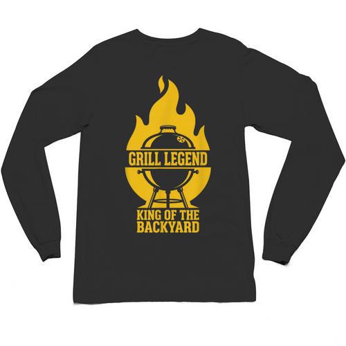 Grill Legend King Of The Backyard BBQ Dad Humor Chef Unisex Long Sleeve T-Shirt - BBQ Dad Merch