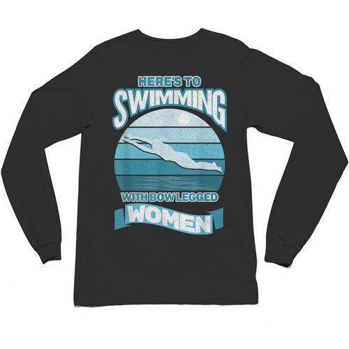 Here's To Swimming With Bow Legged Women Distressed Look Unisex Long Sleeve T-Shirt - SwimGear Co