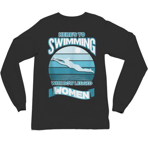 Here's To Swimming With Bow Legged Women Vintage Style Unisex Long Sleeve T-Shirt - SwimGear Co