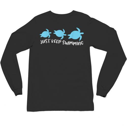 Just Keep Swimming Sea Turtle Swimmer Swim Team Coach Unisex Long Sleeve T-Shirt - SwimGear Co