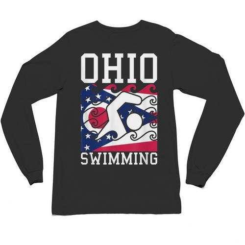 Ohio Flag Swimming Team Swim Swimmer US State Unisex Long Sleeve T-Shirt - SwimGear Co