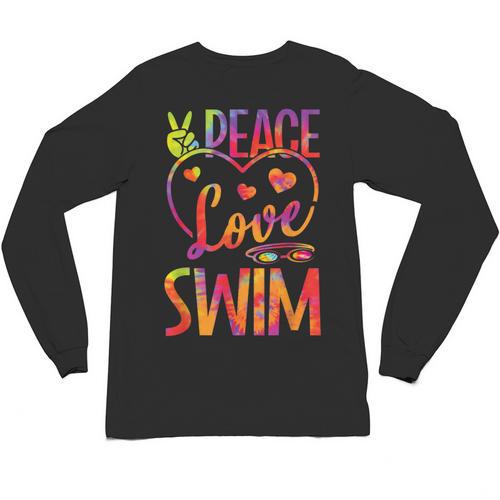 Peace Love Swim Swimming Tie Dye Swimmer Swimming Swim Team Unisex Long Sleeve T-Shirt - SwimGear Co