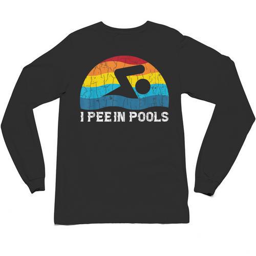 I Pee In Pools Swimmer Swimming Coach Player Graphic Unisex Long Sleeve T-Shirt - SwimGear Co