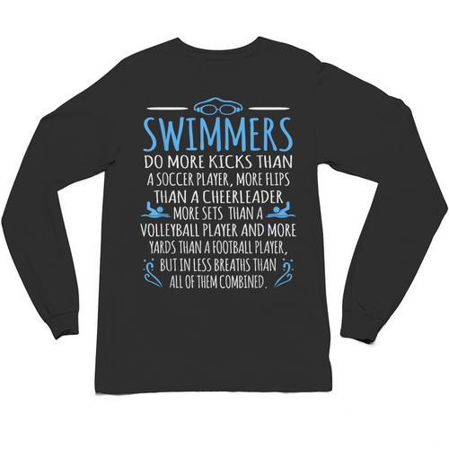 Swimmers Facts Swimming Swim Coach Men Women Graphic Small Unisex Long Sleeve T-Shirt - SwimGear Co