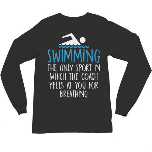 Swimming Coach Yells Breathing Swimmer Swim Team Unisex Long Sleeve T-Shirt - SwimGear Co
