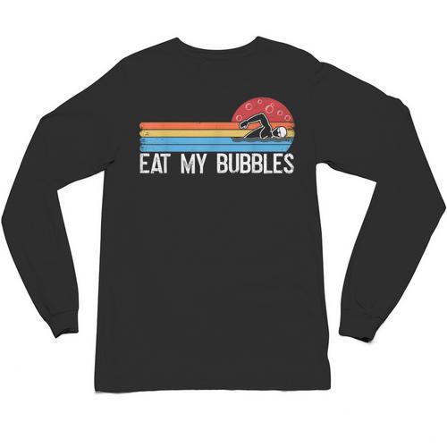 Swimming Swimmer Eat My Bubbles Swim Retro Unisex Long Sleeve T-Shirt - SwimGear Co