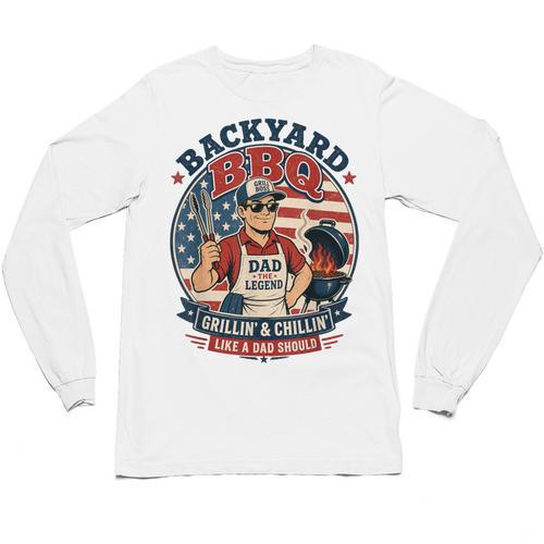Backyard BBQ Dad Grill Boss Patriotic Fourth Of July Barbecu Unisex Long Sleeve T-Shirt - BBQ Dad Merch