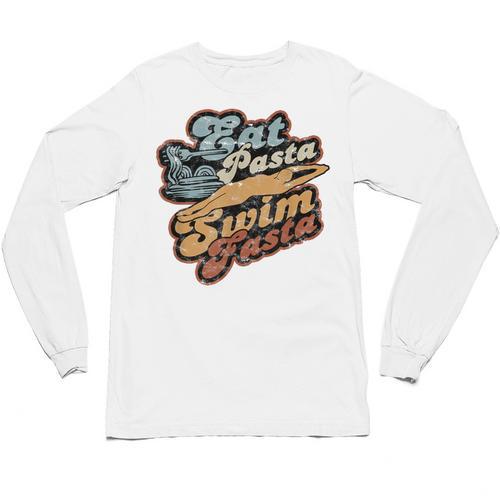 Eat Pasta Swim Fasta Swimmer Vintage Swimming Unisex Long Sleeve T-Shirt - SwimGear Co