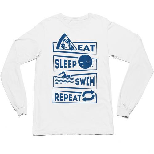 Eat Sleep Swimming Repeat Swimming Unisex Long Sleeve T-Shirt - SwimGear Co