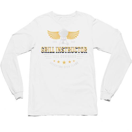 Grill Instructor BBQ Dad – 'Cue Command Op Open Flame Father Unisex Long Sleeve T-Shirt - BBQ Dad Merch