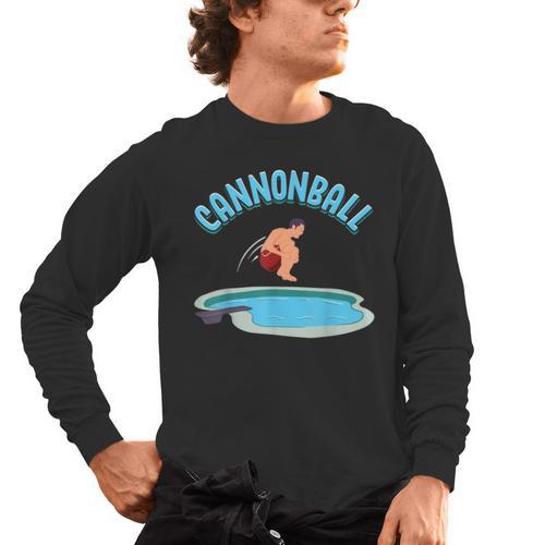 Cannonball Swimming Pool Fun Diving Diver Swimmer Cool Men's Long Sleeve T-Shirt - SwimGear Co