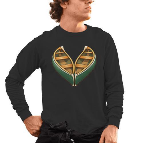 Canoe Heart Cute Minimalist Paddling Adventure Men's Long Sleeve T-Shirt - Paddle Life