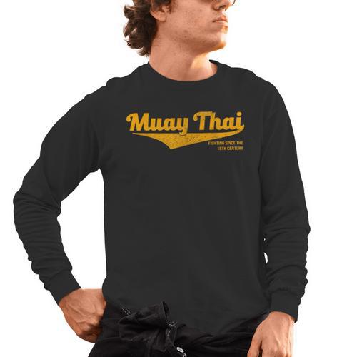 Distressed Muay Thai Kickboxing MMA BJJ Thailand T-Shirt Men's Long Sleeve T-Shirt - Nak Muay Co.