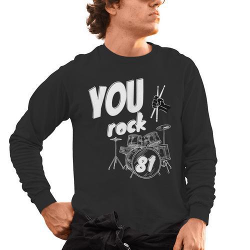 Drum Kit Drummer 81 Years 81st Birthday Men Women Men's Long Sleeve T-Shirt - Downbeat Supply