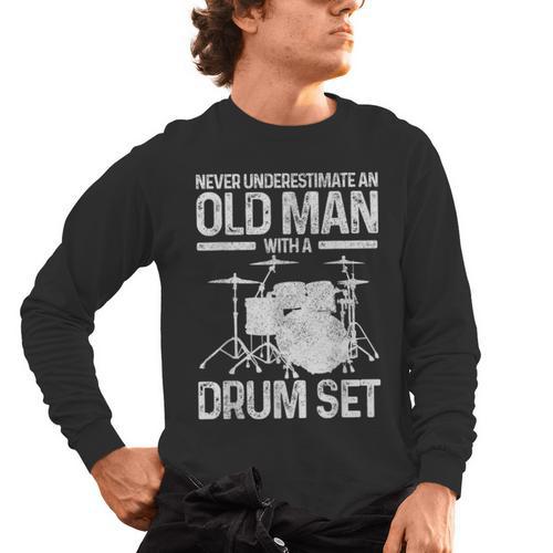 Drummer Drum Kit Vintage Drummer Men's Long Sleeve T-Shirt - Downbeat Supply